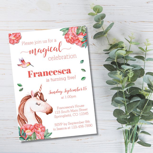 Invitation d'anniversaire licorne (Créateur téléchargé)