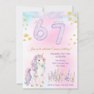 Invitation d'anniversaire Licorne 6-7 ans