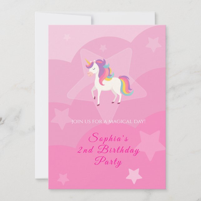 Invitation d'anniversaire Licorne Adorable (Devant)