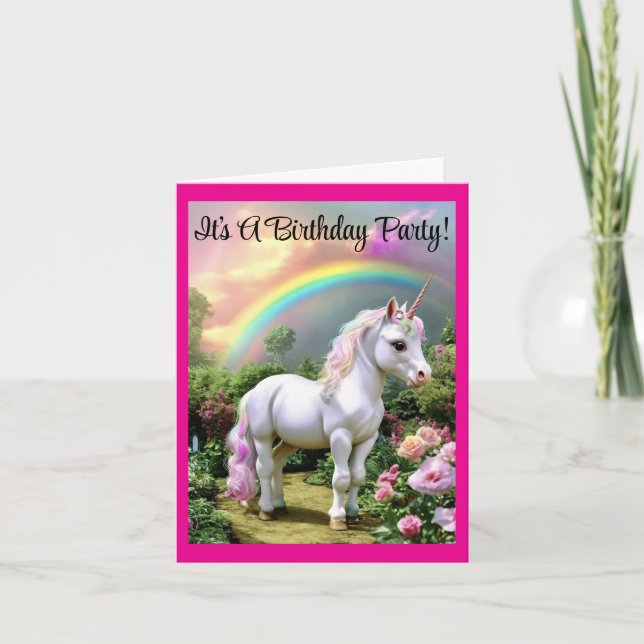 Invitation d'anniversaire licorne douce (Devant)