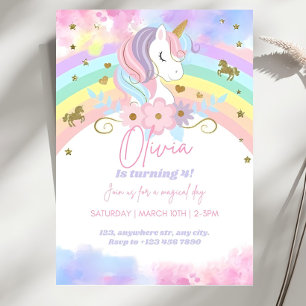 Invitation d'anniversaire licorne magique Fête lic