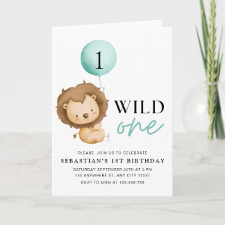 Invitation d'anniversaire Lion Wild One, Anniversa