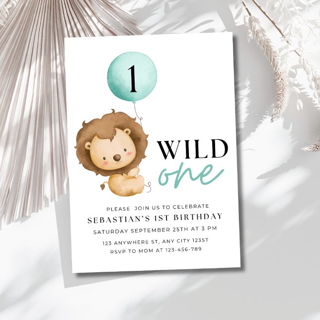 Invitation d'anniversaire Lion Wild One, Anniversa (Créateur téléchargé)