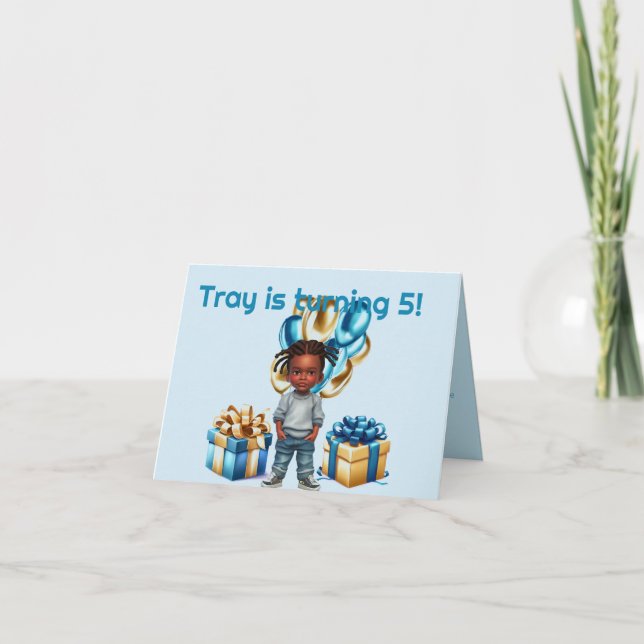 Invitation d'anniversaire Little Boy Dark Skin Bra (Devant)