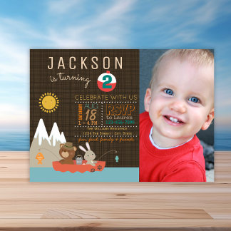 Invitation d'anniversaire Little Boy Photo Fishing