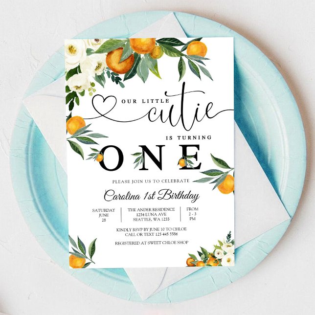 Invitation d'anniversaire Little Cutie Citrus (Créateur téléchargé)