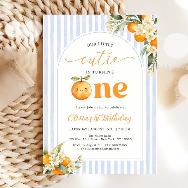 Invitation d'anniversaire Little Cutie Orange Citr (Créateur téléchargé)