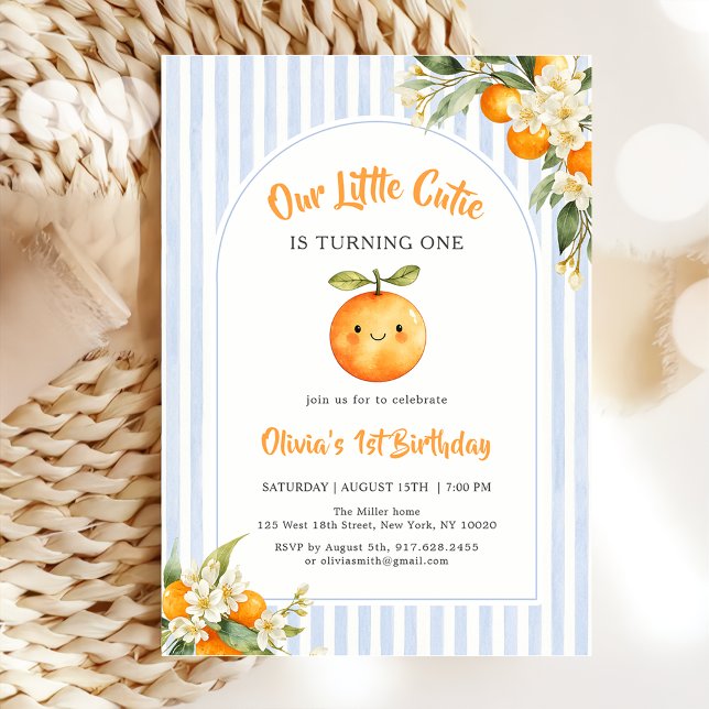 Invitation d'anniversaire Little Cutie Orange Citr (Créateur téléchargé)