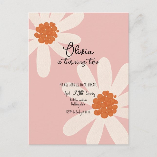 Invitation d'anniversaire Little Daisy Theme Girl (Devant)
