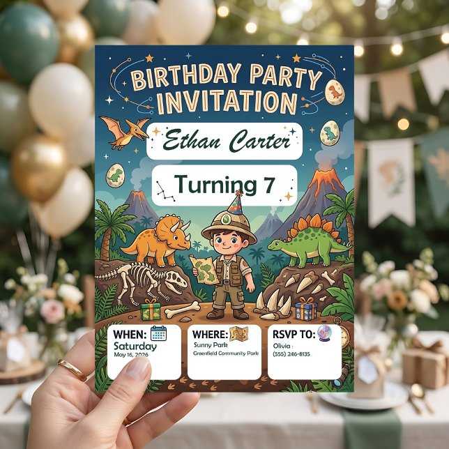 Invitation d'anniversaire Little Explorer pour fêt (Créateur téléchargé)