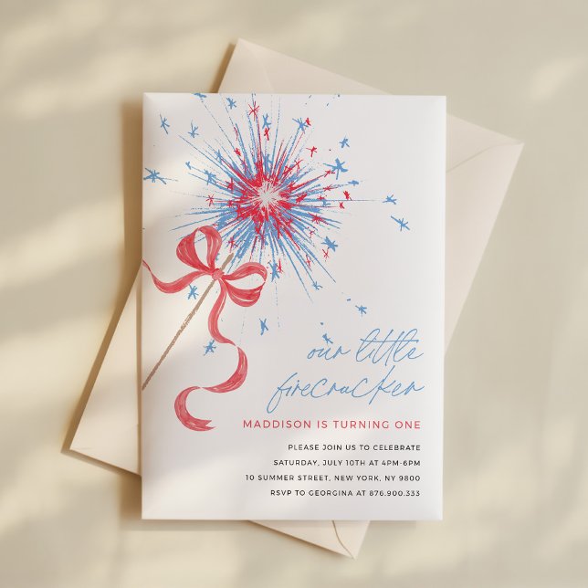 Invitation d'anniversaire Little Firecracker 4 jui (Créateur téléchargé)