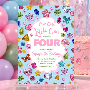 Invitation d'anniversaire Little Gem avec strass