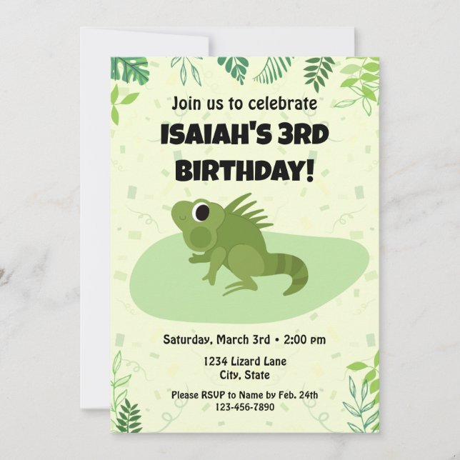 Invitation d'anniversaire Lizard (Devant)