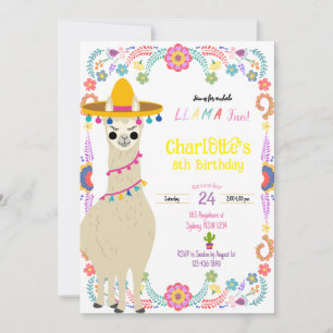 Invitation d'anniversaire Llama fun fiesta