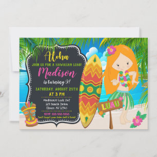 Invitation d'anniversaire Luau Aloha Invites