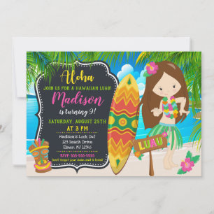 Invitation d'anniversaire Luau Aloha Invites