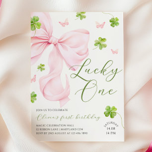 Invitation d'anniversaire Lucky One Ruban Rose 1èr