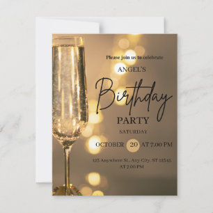 Invitation d'anniversaire Luxe Lumières Dorées