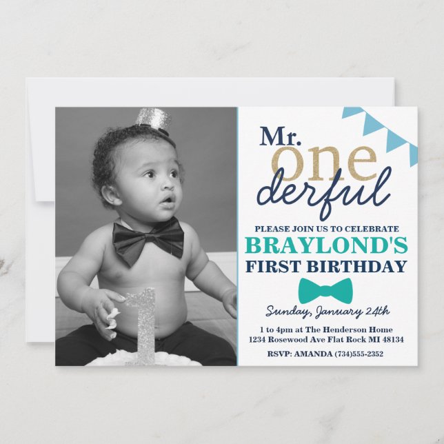 Invitation d'anniversaire M. Onderful (Devant)