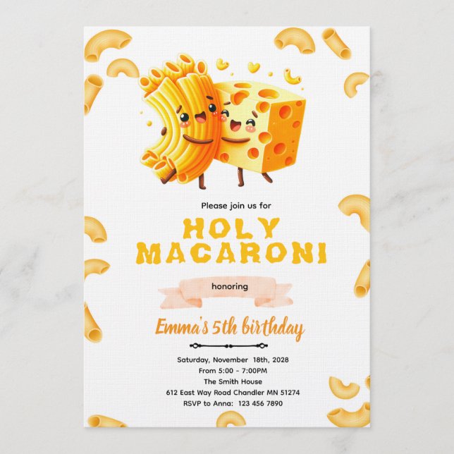 Invitation d'anniversaire Mac and Cheese (Devant)