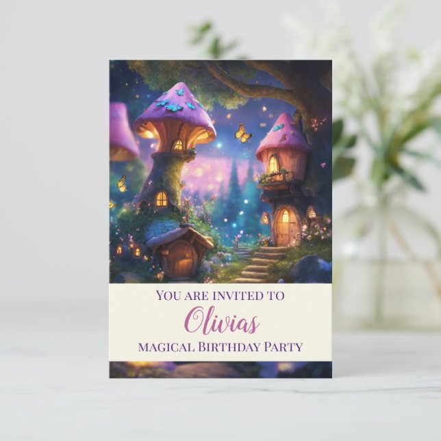 Invitation d'anniversaire Magical Kids Mushroom Ho (Debout devant)