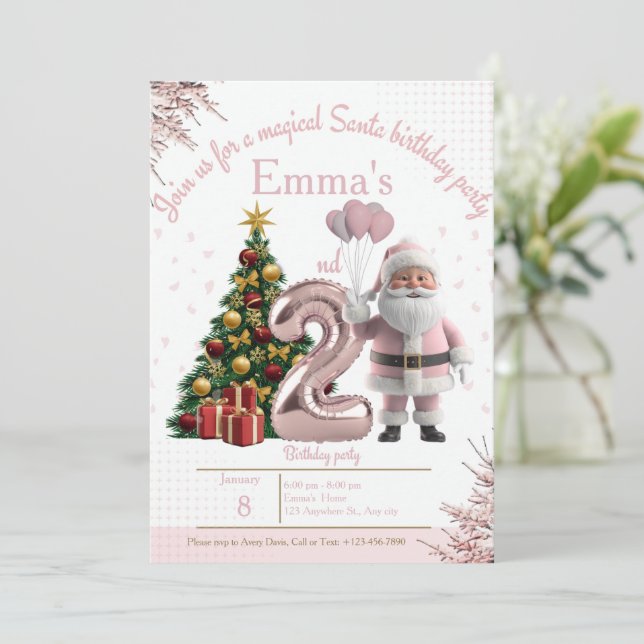 Invitation d'anniversaire Magique de Père Noël – 2 (Debout devant)