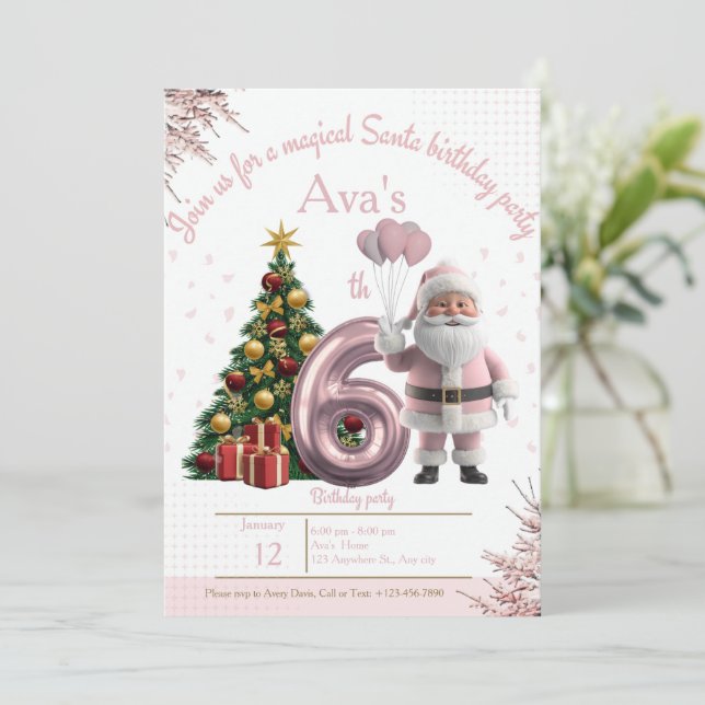Invitation d'anniversaire Magique de Père Noël – 6 (Debout devant)