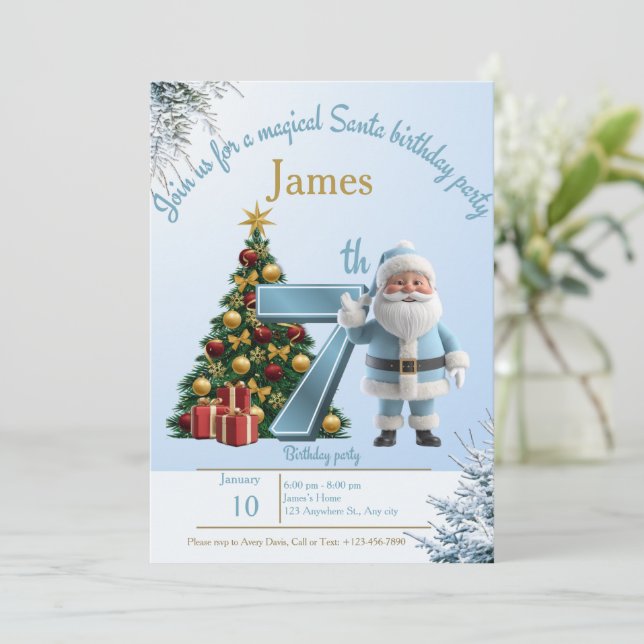 Invitation d'anniversaire Magique de Père Noël – 7 (Debout devant)