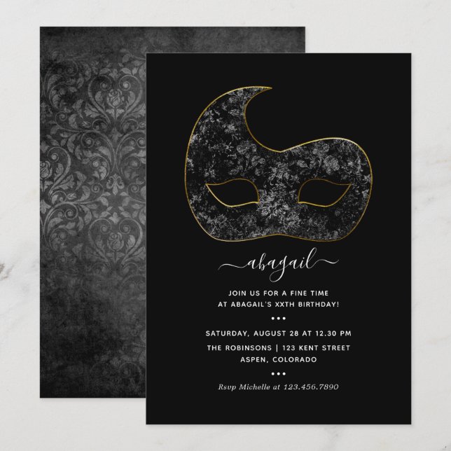 Invitation d'anniversaire Mardi Gras (Devant / Derrière)