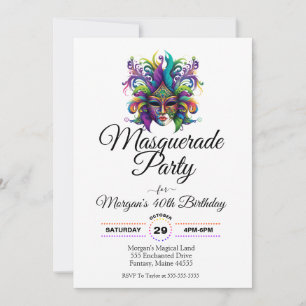 Invitation d'anniversaire Masquerade masque