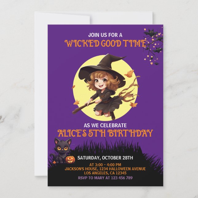 Invitation d'anniversaire méchant d'Halloween pour (Devant)