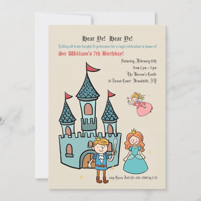 Invitation d'anniversaire Medieval Times (Devant)