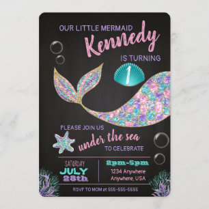 Invitation d'anniversaire Mermaid Chalkboard, part