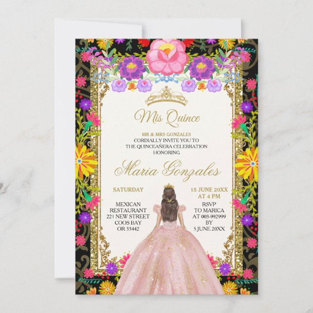 Invitation d'anniversaire mexicaine rose pâle sur  (Devant)