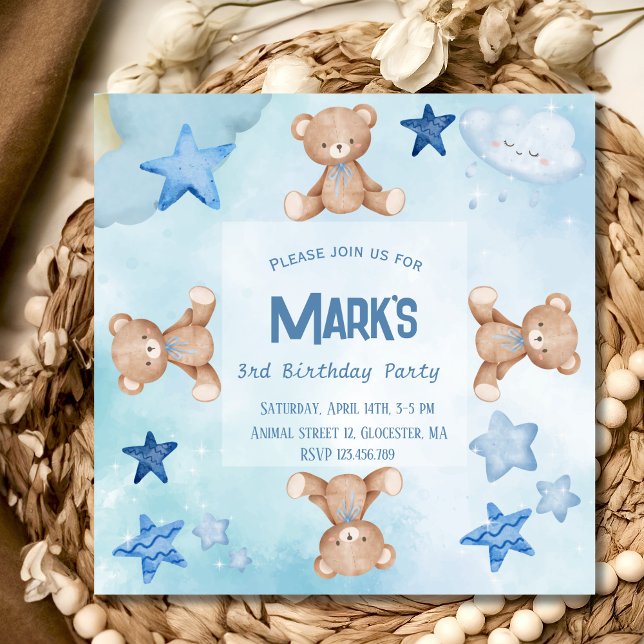 Invitation d'anniversaire mignonne avec des ours e (Créateur téléchargé)