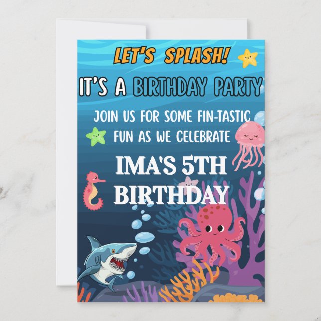 Invitation d'anniversaire mignonne de dessin animé (Devant)