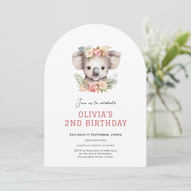 Invitation d'anniversaire mignonne pour les 2 ans  (Debout devant)