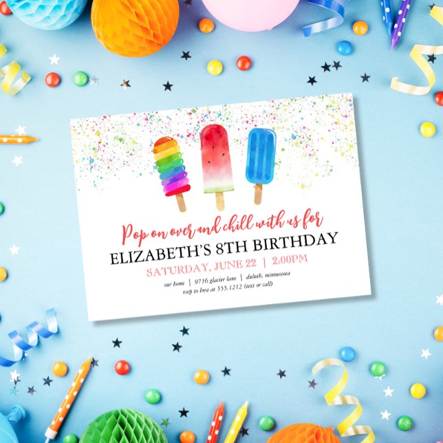 Invitation d'anniversaire Mignons Popsicles Sauten (Créateur téléchargé)