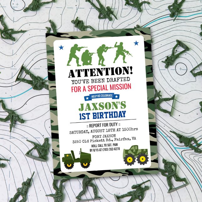 Invitation d'anniversaire militaire - TOUS ÂGES (Créateur téléchargé)