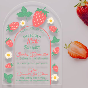 Invitation d'anniversaire Mini Fleur de Fraisier p