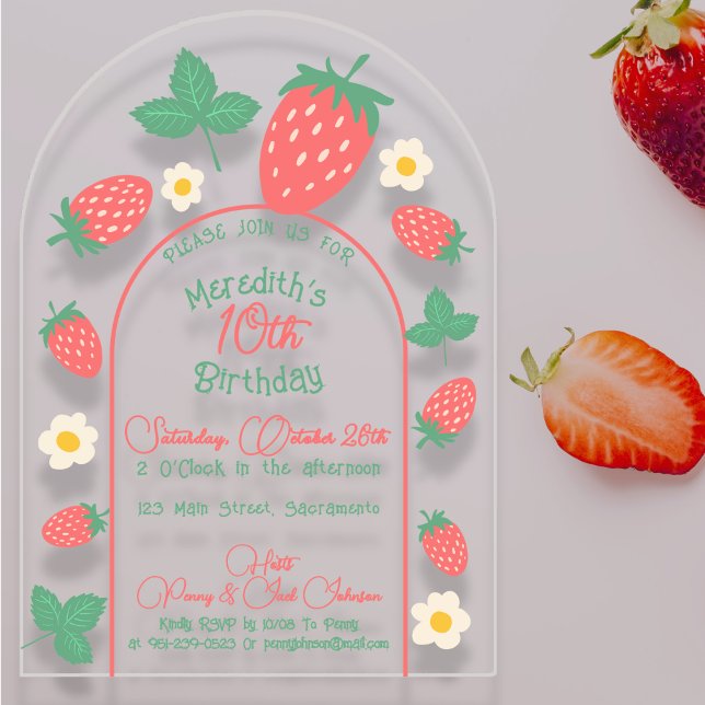Invitation d'anniversaire Mini Fleur de Fraisier p (Créateur téléchargé)