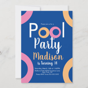 Invitation d'anniversaire Minimal Pool Party