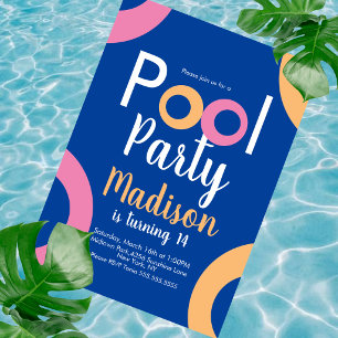 Invitation d'anniversaire Minimal Pool Party
