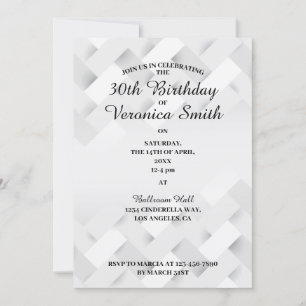 Invitation d'anniversaire minimale noire et blanch
