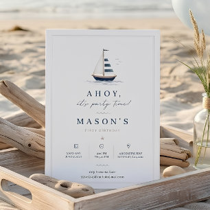 Invitation d'anniversaire minimaliste de voilier n