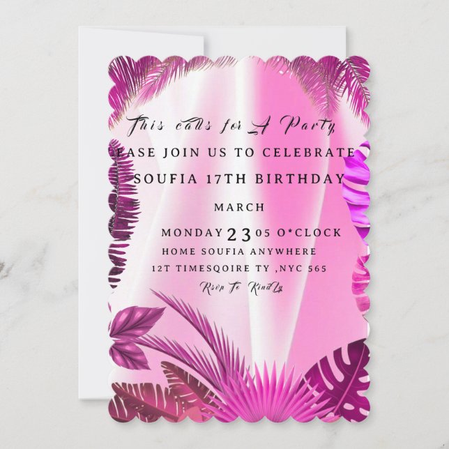 Invitation d'anniversaire minimaliste imprimée et  (Devant)