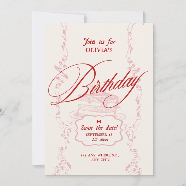 Invitation d'anniversaire minimaliste moderne | An (Devant)