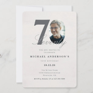 Invitation d'anniversaire minimaliste pour 70 ans