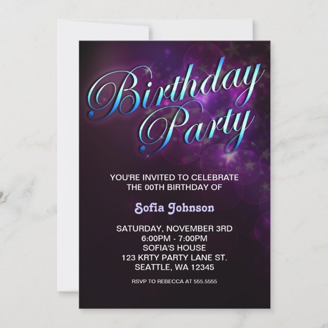 invitation d'anniversaire moderne avec design cool (Devant)