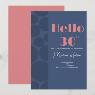 Invitation d'anniversaire moderne bleu et rose